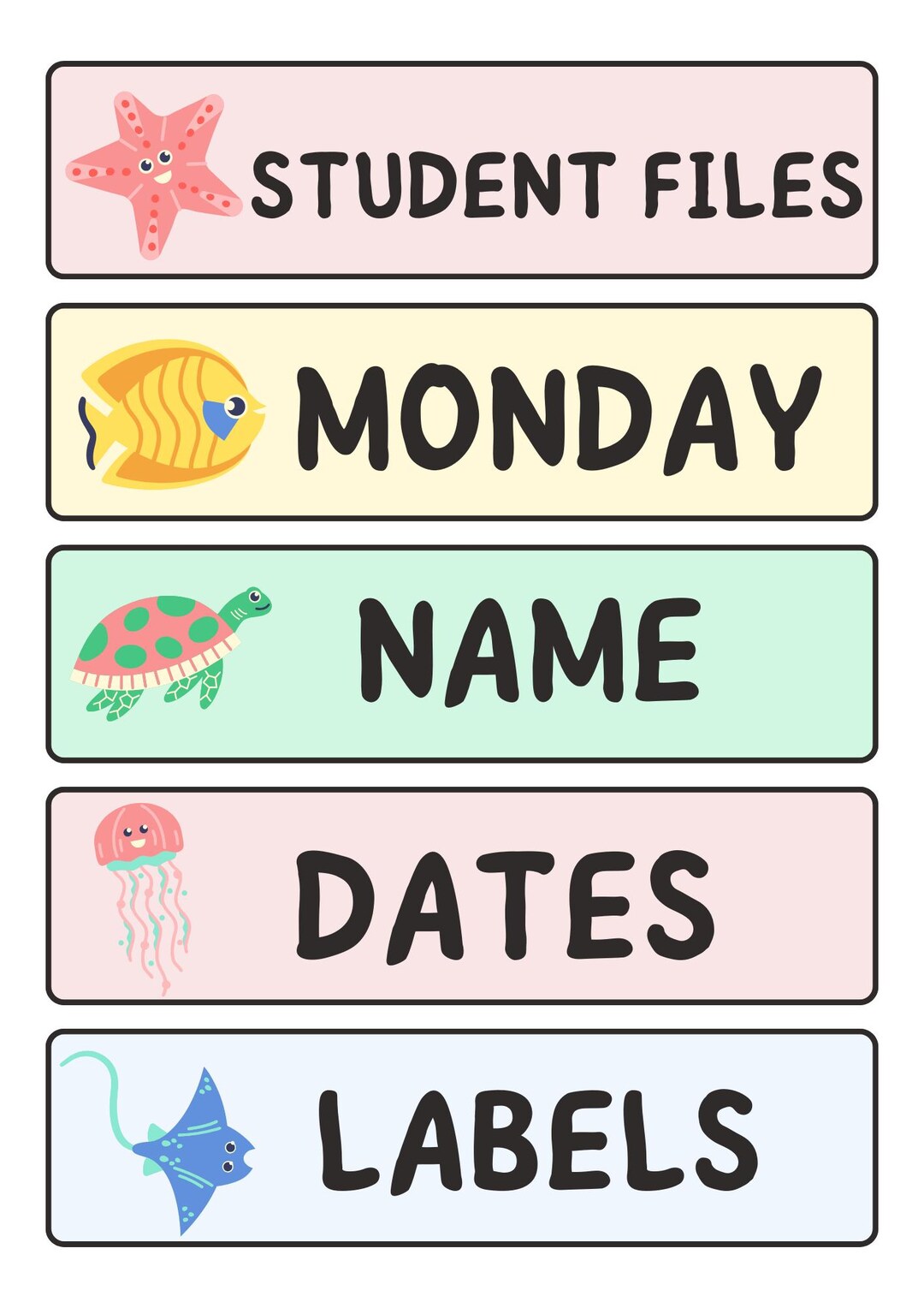 Student Labels, Colorful Under the Sea Labels. PNG DIY Add Your Own ...
