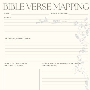 Printable Bible Study Verse Mapping Worksheet Tool, Bible Note Taking Page, Bible Journaling Page, Bible Study Guide