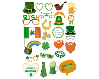 St. Patrick's Day Photo Booth Props, Party Decorations (Instant Download)