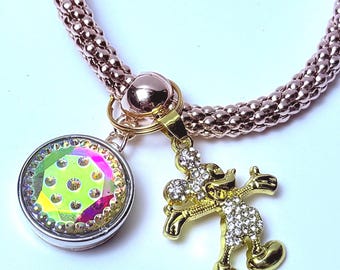 Llavero de Minnie Mouse en oro rosa: Llavero de pulsera de Mickey Mouse con cristales
