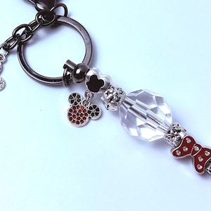 Disney-Inspired Bag Charm: Rhinestone Mickey, Minnie Bow, Crystal Bead