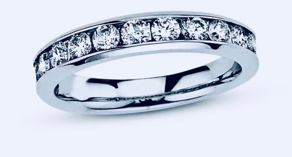 1 ct Diamond wedding band, white gold - image 3