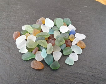 Rainbow rainbow bag Genuine Seaham sea glass mixed colours including yellows and blues