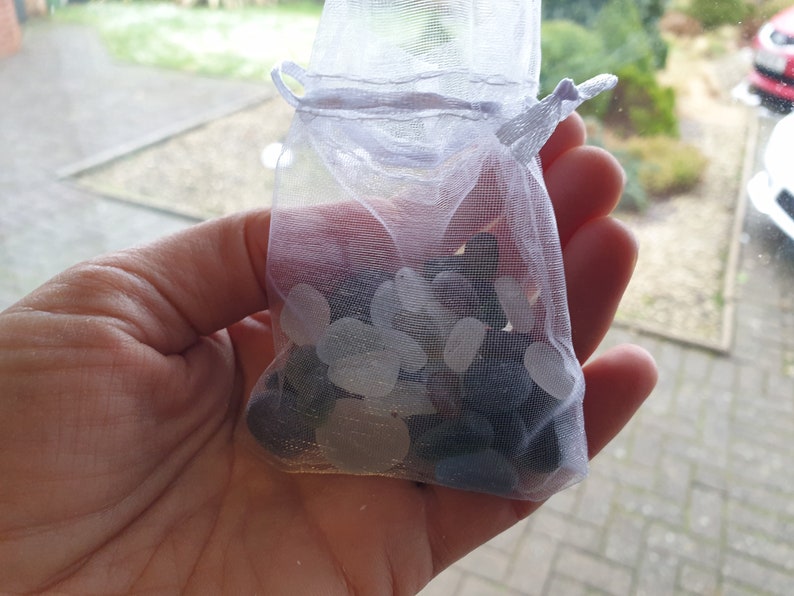 Rainbow rainbow bag Genuine Seaham sea glass mixed colours including yellows and blues