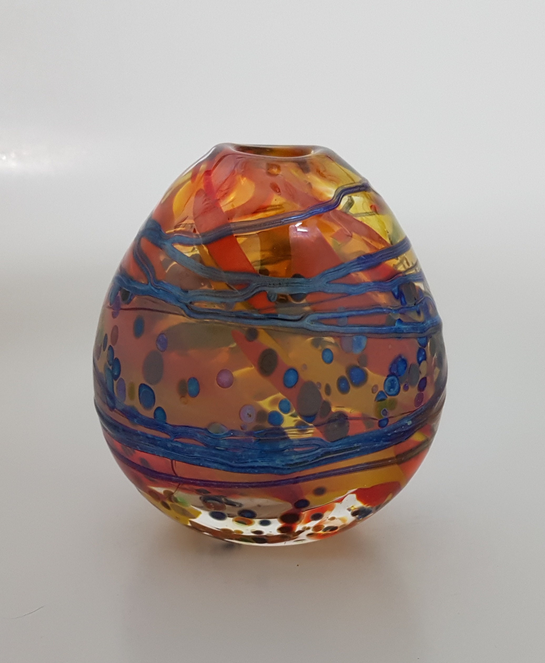 Hand Blown Iridescent Glass Vase Etsy