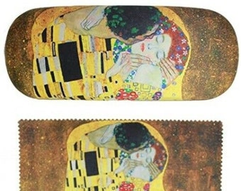 Gustav Klimt Painting Art Premium Quality The Kiss Eyeglass Case and Matching Microfiber Eyeglass Cleaning Cloth