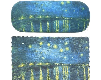 NEW!*Vincent Van Gogh Painting Art Premium Quality Starry Night Over the Rhône Case and Matching Microfiber Eyeglass Cleaning Cloth