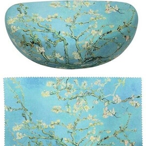 Vincent Van Gogh Oil Painting Art Premium Quality Almond Blossom Sunglass Case and Matching Microfiber Sunglasses Cleaning Cloth