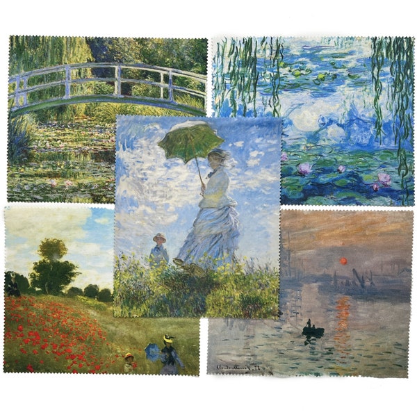 NEW** Claude Monet Painting Art Premium Quality Microfiber Cleaning Cloth 5 Pack,6x7 inch,Eyeglass Lens Cleaner, Glasses, Cell Phone, Camera