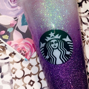 Glittered Purple Starbucks Cold Cup Coffee Cup Custom Starbucks