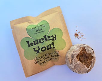St Patrick's Clover Grow Kits, party favors, parade throws, classroom gifts, coworker treats, garden kit