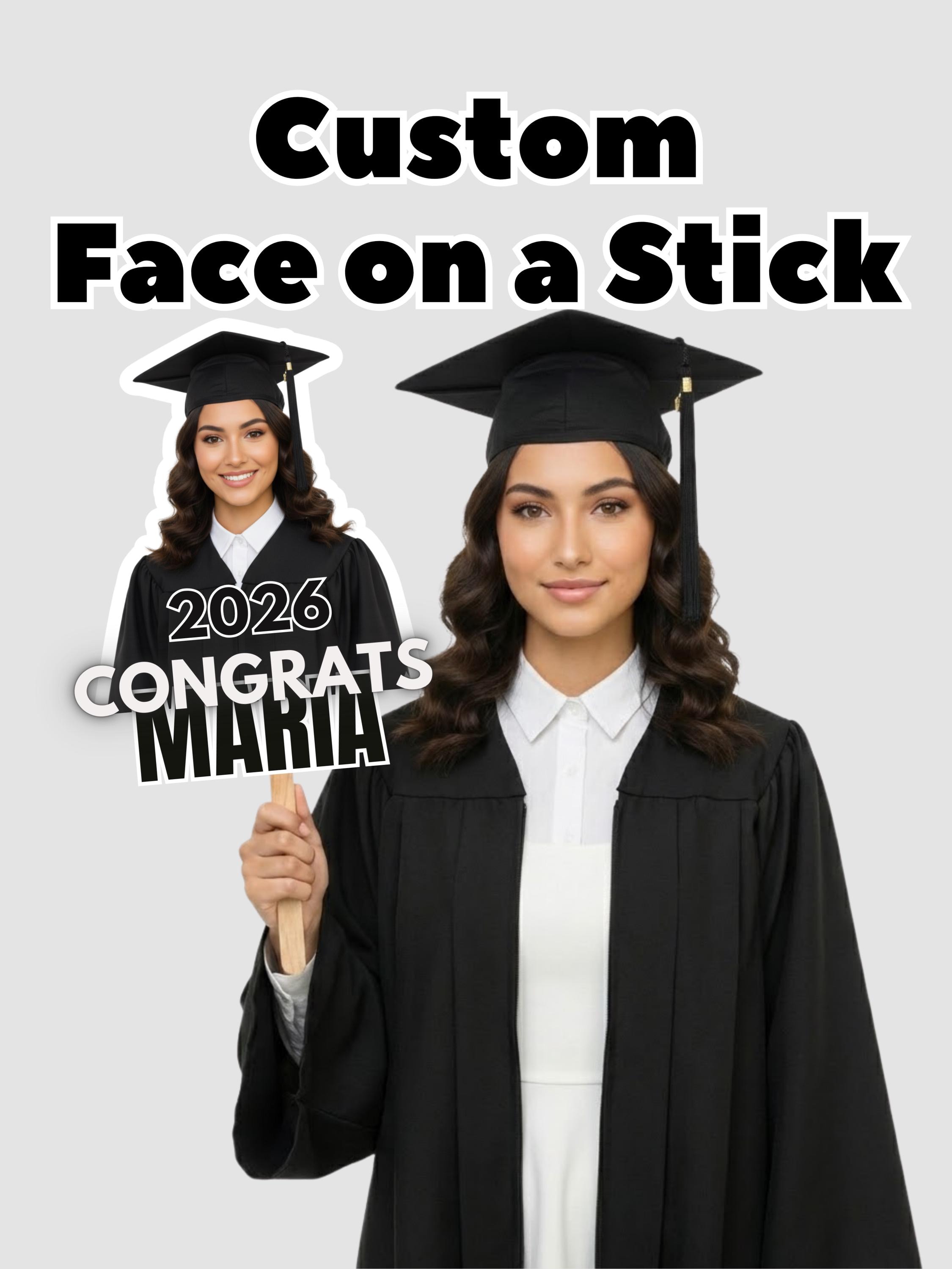 Grad Face Sticks Personalized Graduation Face Sticks - Personalized Big Head Cutout ...