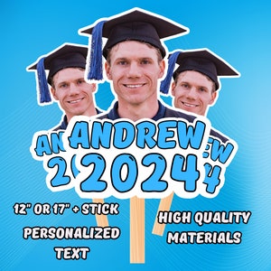Custom Face on a stick Fans with Handles, Graduation fans, GradFans, Head on a Stick, Handheld Fan, Custom Graduation Fans