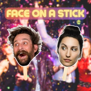 Fun Big Head on a stick Big Large Head cut out 21st 30th 40th Graduation, Birthday, Bachelorette, Engagement Face Fan Funny Head on a stick