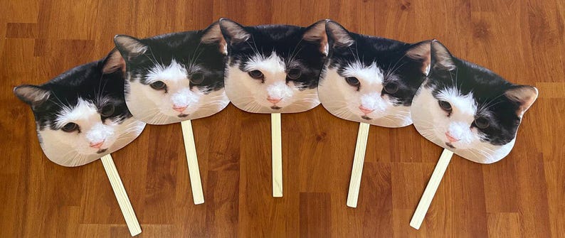Face on a stick, Cat Wedding, Wedding favors, Wedding Photo Booth Props, Face on a stick, Custom Head Photobooth prop, pet head cutout image 20