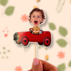 Face Racing Car Party Car Cupcake Topper Custom Photo Race Cupcake Topper Speedway photo face Formula One Toppers personalized