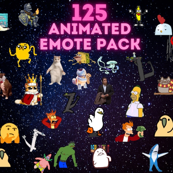 125 meme animated emote pack for youtube, twitch, discord, tiktok, emothes for streaming, memes twitch emote pack