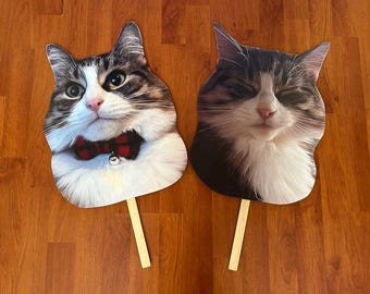 Matrimonio con gatto, Accessori per photo booth per matrimoni, Faccia su un bastoncino, Faccia di animale domestico su un bastoncino, Accessorio per photo booth con testa personalizzata, Ritaglio di gatto, teste grasse di animali domestici