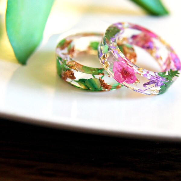 Resin Rings Flower Etsy