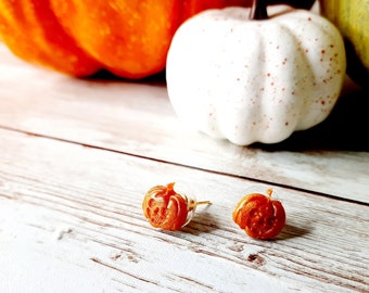 Pumpkin Studs- Pumpkin Earrings, Resin Pumpkins, Spooky Gift For Her , Halloween Gift