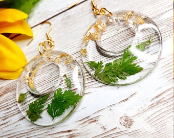 Hoop Earring Set - Pressed Flower Art, mothers day gift