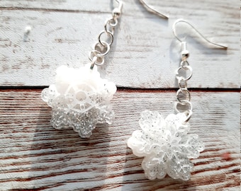 Christmas Earrings- Snowflake Earrings, Winter in Wonderland, White Christmas, Christmas Gift, Gift for Her