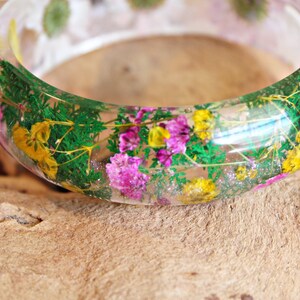 Daisy Resin Bangle Pressed Flower Art , Baby Breaths, mothers day gift image 7