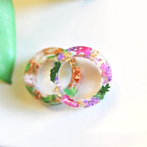 Spring ring / resin ring / Four seasons / Pressed flower art / botanical jewelry / christmas gift image 4