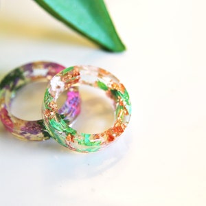 Spring ring / resin ring / Four seasons / Pressed flower art / botanical jewelry / christmas gift image 5