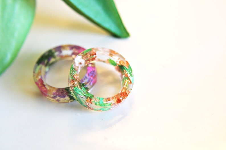 Spring ring / resin ring / Four seasons / Pressed flower art / botanical jewelry / christmas gift image 5