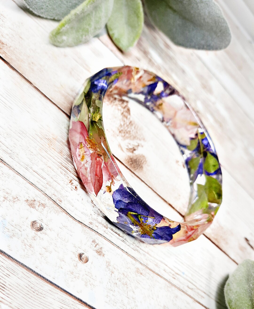 Flower Resin Bangle Pressed Flower Art Resin Jewelry, Mothers Day Gift, Gift for Mom Etsy