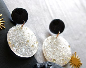 Moon Earrings , Lunar Earrings , Galaxy Earrings , Outer Space Earrings , Cosmic Stars , science teacher earrings , resin earrings , Gift