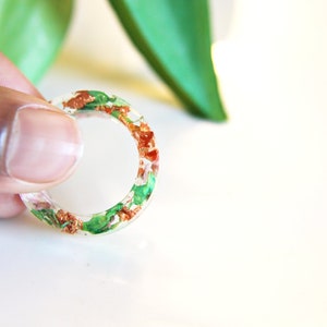 Spring ring / resin ring / Four seasons / Pressed flower art / botanical jewelry / christmas gift image 7