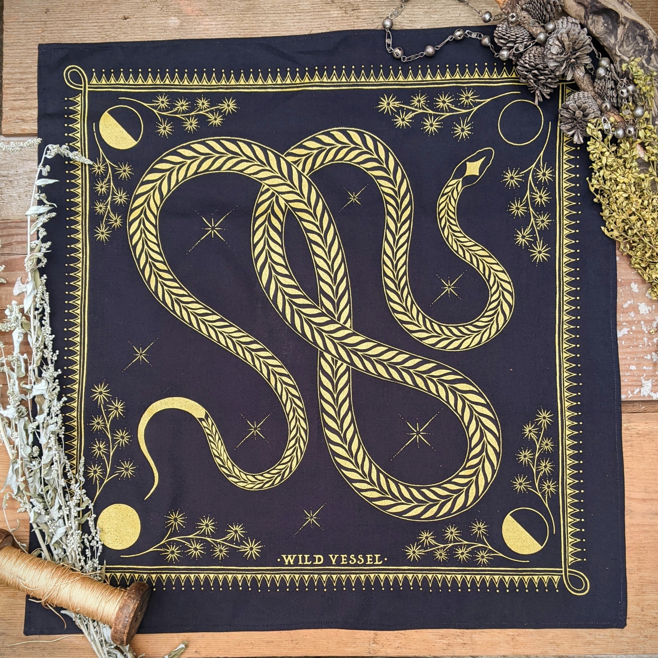 RENEWAL Fair Trade Bandana Gold on Black - Etsy