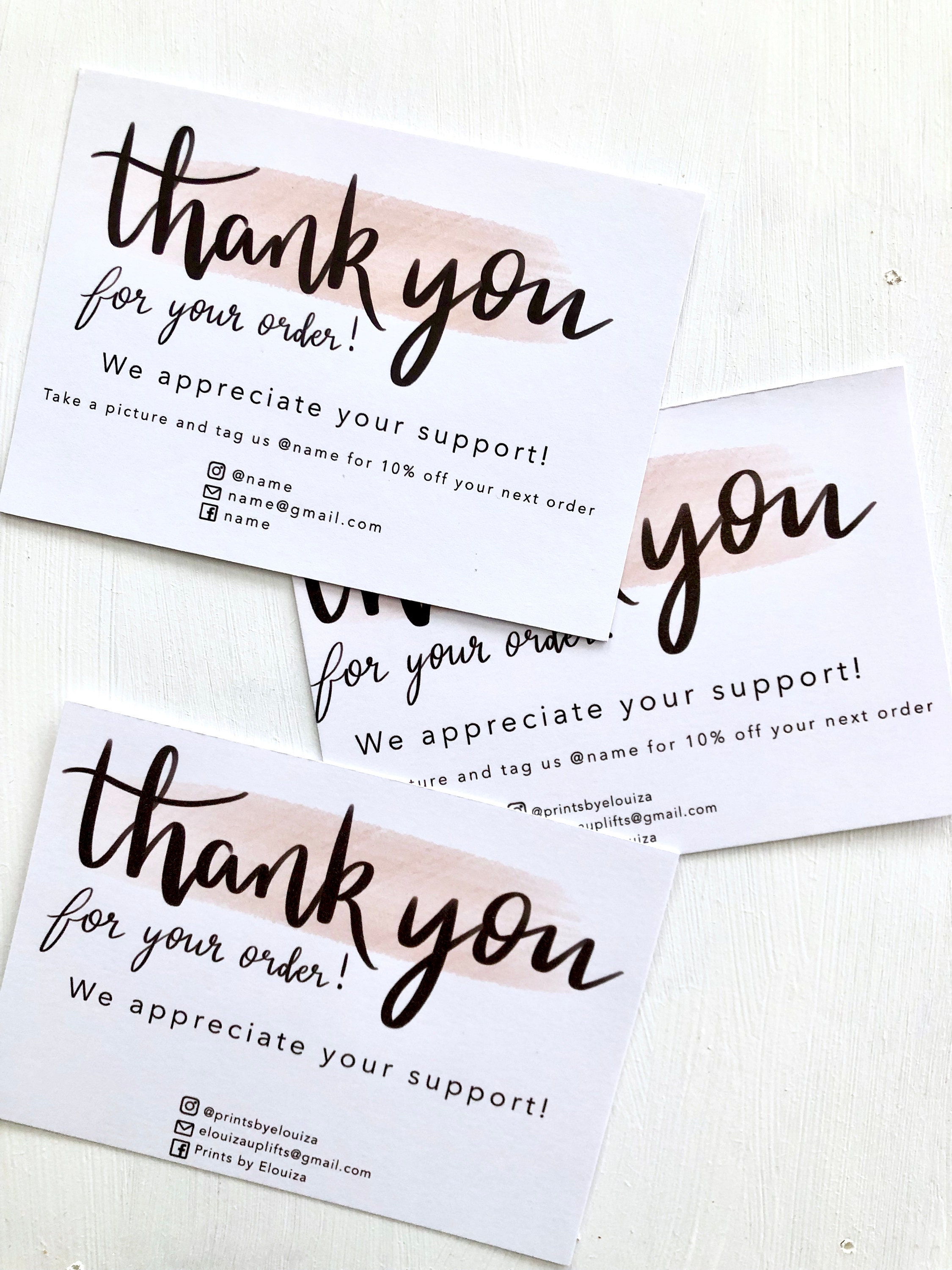 10 Pack personalised Thank you cards Etsy