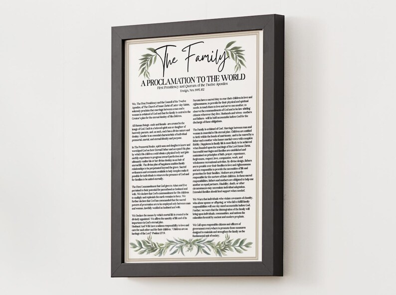 Frame For Proclamation LDS Family A Proclamation | Printable LDS Wall Art Digital Download - Etsy