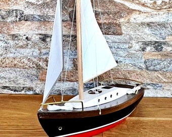 Modelo de velero hecho a mano, modelo de velero, modelo de velero, velero de madera, modelo de yate, modelo de barco, velero de madera a la deriva