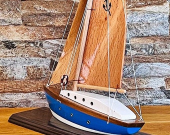 Modelo de velero de madera hecho a mano, modelo de velero, modelo de velero, barco de madera, modelo de yate, modelo de barco, velero de madera a la deriva
