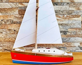 Barco de madera hecho a mano, modelo de velero, modelo de velero, barco de madera, modelo de yate, modelo de barco, velero de madera a la deriva