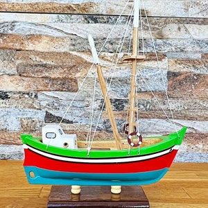 Handmade, Wooden Ship Model Fishing Boat, Wood Boat Model