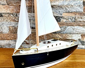 Barco de madera hecho a mano, modelo de velero, modelo de velero, barco de madera, modelo de yate, modelo de barco, velero de madera a la deriva, regalo hecho a mano