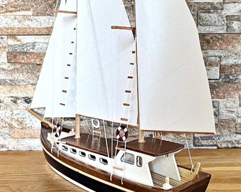 Modelo de velero de madera hecho a mano, Velero grande, Modelo de velero, Velero de madera, Modelo de yate, Velero de madera flotante