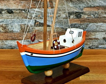 Handmade, Wooden Ship Model Fishing Boat, Wood Boat Model -  Australia