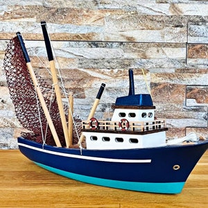 Handmade, Wooden Ship Model, Fishing Boat, Wood Boat Model