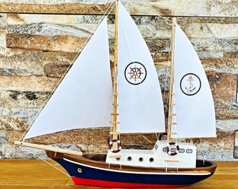 Modelo de velero hecho a mano, modelo de barco de madera, modelo de velero, velero, yate pequeño, veleros