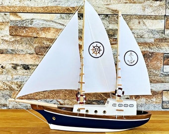 Modelos de barcos hechos a mano, modelo de velero, modelo de velero, barco de madera, modelo de yate, modelo de barco, velero de madera a la deriva, modelo de barco de madera