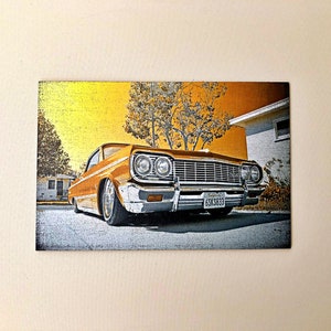 Vintage Poster, Chevrolet Impala Poster, Wooden Poster, Car poster