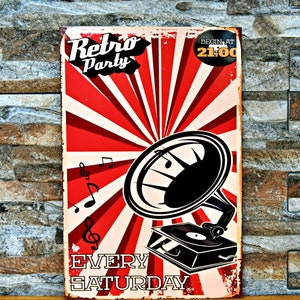 Retro Party Vintage Poster, Wooden Poster, Retro Poster