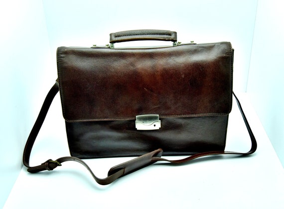 Vintage Brown Leather Briefcase, Vintage Briefcase wi… - Gem
