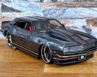 Chevrolet Camaro SS 1968, Modelo de coche, Coche de fundición a presión, Modelo de coche coleccionable, Modelo de coche a escala 1:24, Coche de fundición a presión, Chevrolet Camaro Z28, Harley